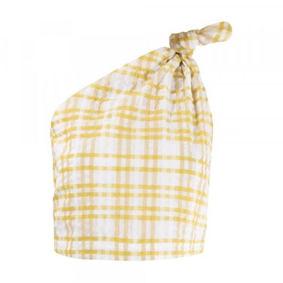 Rosie Assoulin Checked One Shoulder Top Yellow -XS - Picture 7 of 7